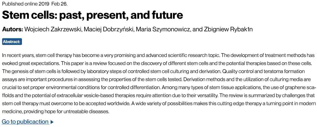 Stem cells: past, present, and future